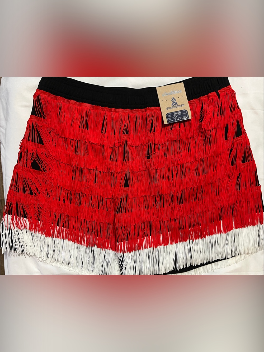 chubbies Red, White & Black Fringe Athletic Shorts
